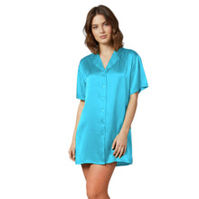 Satin Night Wear Long Shirt | Loose Sleep Shirt Dress S-3XL | 41 Colors S111