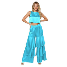 Satin 3-Layer Palazzo Pants | Wide Leg Party Trousers S-3XL | 41 Colors S97