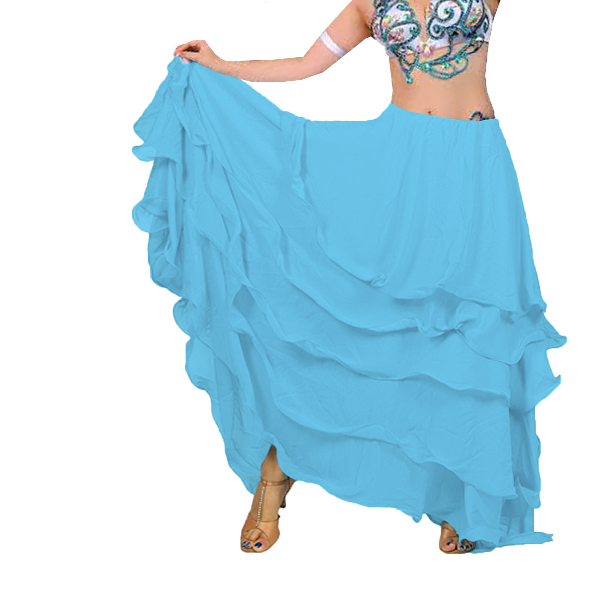 Chiffon 5 layer Belly Dance Skirt C25  - Regular Size 2