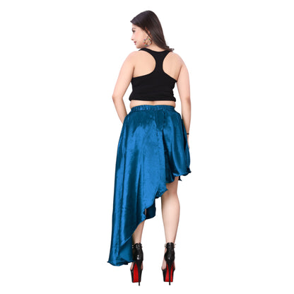 Satin Asymmetrical High low Skirt Skirt  S6-Regular Size 3