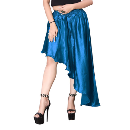 Satin Asymmetrical High low Skirt Skirt  S6-Regular Size 3