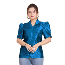 Satin Puff Sleeve Button Down Shirt   S80 - Regular size 3