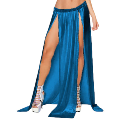 Belly Dance Satin Both side slit  cut Skirt S96 - Regular Size 3