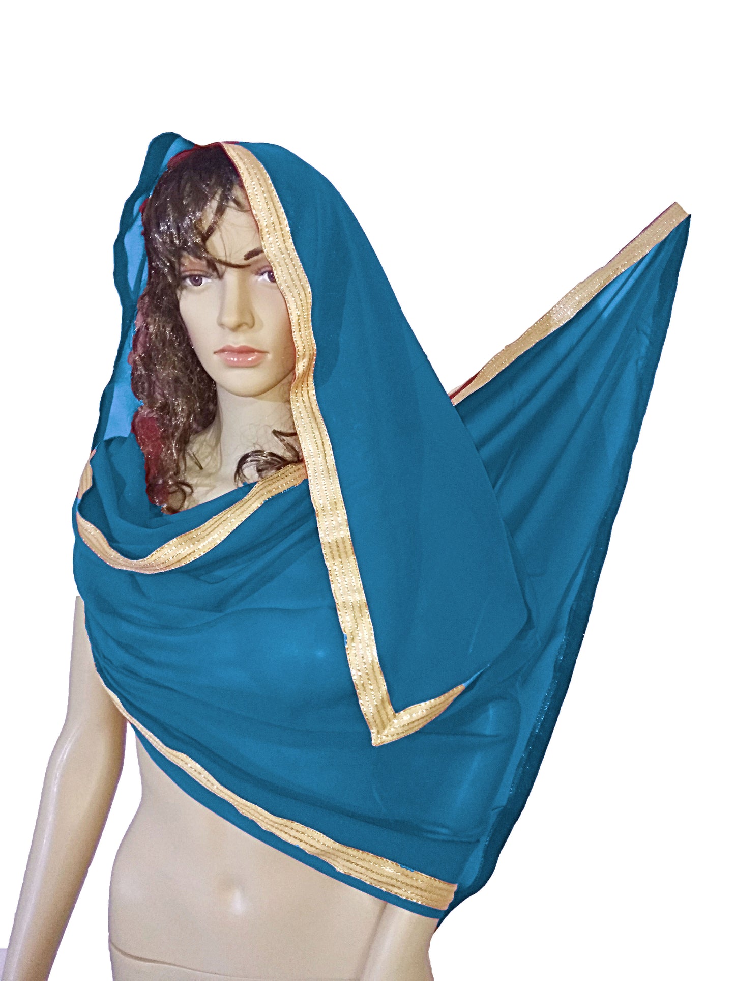 Belly Dance Dupatta Veil With Gold Trim C21 - Regular Size 2