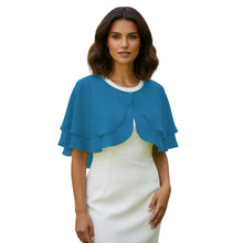 Double Layer Chiffon Peplum Shrug | Solid Color Elegant Evening Bolero | Women's Dressy Cardigan Cover-Up Top C40