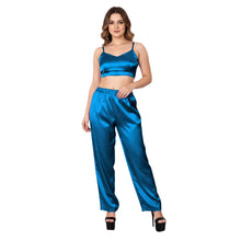 Pista Green Satin Casual Wear Pant, pastel lounge trousers.