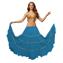 16 Yard 4-Tier Belly Dance Skirt with Gold Trim | Tribal Fusion Gypsy C5