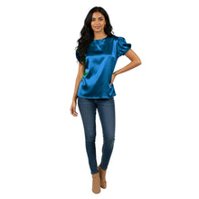 Satin Round Neck Short Sleeve Top | Chic Blouse S-3XL | 41 Colors S89