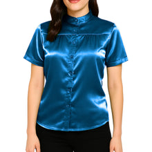 Satin Short Sleeve Button Down Shirt | Chic Blouse S-3XL | 41 Colors S85