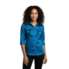 Violet Red Satin 3/4 Sleeve Blouse, striking vintage shirt.