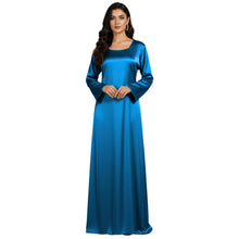 Satin Long Sleeve Modest Gown | Full Length Hijab Dress S-3XL | 41 Colors S121