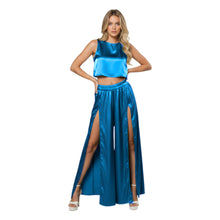 Front Cut Palazzo & Top Set for Women – Wide Leg Slit Pants Co-Ord Outfit, 41 Colors, S–5XL S147