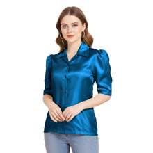 Satin Puff Sleeve Button Down Shirt | Elegant Top S-3XL | 41 Colors S80