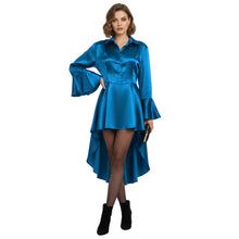 Satin Victorian Long Shirt Dress | Button Down Tunic S-3XL | 41 Colors S113
