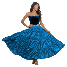 Satin 8 Yard 3 Tier Belly Dance Skirt | Full Volume Flow S-5XL S3