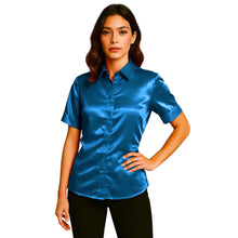 Satin Short Sleeve Button Down Shirt | Button Down Nightwear S-3XL | 41 Colors S107