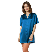Satin Night Wear Long Shirt | Loose Sleep Shirt Dress S-3XL | 41 Colors S111