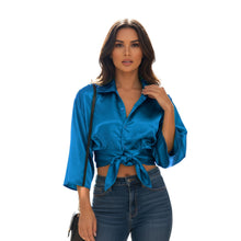 Satin Button Down Crop Top | High-Shine Shirt S-3XL | 41 Colors S116