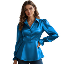 Satin Victorian Button-Down Shirt | Long Sleeve Blouse S-3XL S86