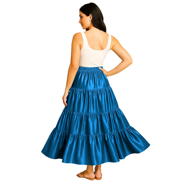 32-Yard 4 Tier Belly Dance Satin Skirt – Flowing, Elegant & Stage-Ready S30-3