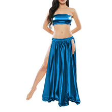 Satin Belly Dance Side Cut Skirt | Slit Flow Costume Plus Size | 41 Colors S1