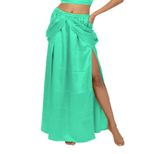 Satin Side Cut Draped Skirt | High Slit Flow Maxi S-3XL | 41 Colors S42