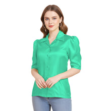 Satin Puff Sleeve Button Down Shirt | Elegant Top S-3XL | 41 Colors S80