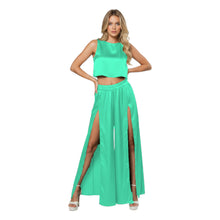 Front Cut Palazzo & Top Set for Women – Wide Leg Slit Pants Co-Ord Outfit, 41 Colors, S–5XL S147
