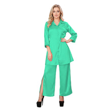 Violet Red Satin Co-ord Set, striking shirt and pant.