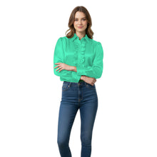 Bliss Satin Vintage Button Down, dreamy elegant color.