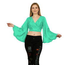 Bliss Satin Back Tie Blouse, dreamy ruffle crop top.