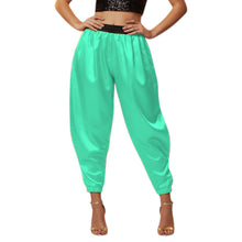 Satin Tapered Party Pants • Plus Size Elastic Waist Trousers • Women's Elegant Night Out Bottoms  S145