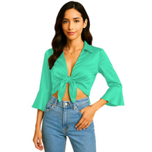 Satin Self Tie Cover Up Top | Adjustable Party Blouse S-3XL | 41 Colors S119