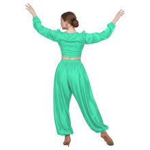 Cream Satin Harem Set, soft shiny performance costume.