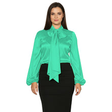 Satin Bow Neck Top | Long Sleeve Office Wear Blouse S-3XL | 41 Colors S120