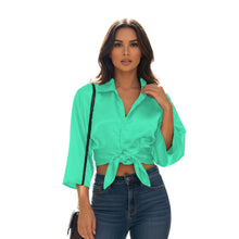 Satin Button Down Crop Top | High-Shine Shirt S-3XL | 41 Colors S116