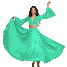 Satin Belly Dance Full Circle Skirt & Ruffle Top Set S-3XL | 41 Colors S76