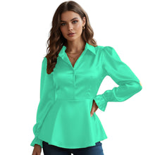 Satin Victorian Button-Down Shirt | Long Sleeve Blouse S-3XL S86