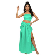 Satin Side Cut Draped Skirt | High Slit Flow Maxi S-3XL | 41 Colors S42