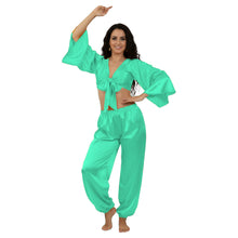 Satin Belly Dance Harem & Top Set | Full Costume S-3XL | 41 Colors S51