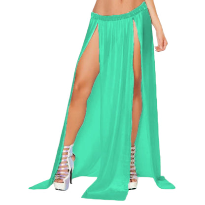 Belly Dance Satin Both side slit  cut Skirt S96 - Regular Size 3