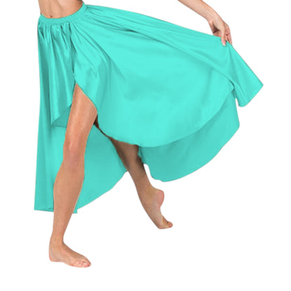 Satin High Low Asymmetrical Skirt  Ballet Dance Skirt S73-Regular Size 3