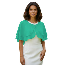 Double Layer Chiffon Peplum Shrug | Solid Color Elegant Evening Bolero | Women's Dressy Cardigan Cover-Up Top C40