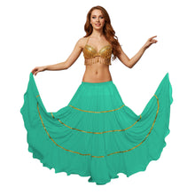 16 Yard 4-Tier Belly Dance Skirt with Gold Trim | Tribal Fusion Gypsy C5