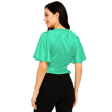 Satin Ruffle Self-Tie Top | Adjustable Crop Blouse S-3XL | 41 Colors S84
