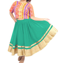 Chiffon Bollywood Dance Skirt | Gold Lace Border | S-5XL, 30 Colors C37