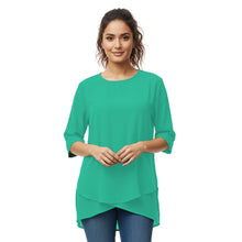 Chiffon Fancy Round Neck Top | Dressy Blouse S-5XL | 30 Colors C58