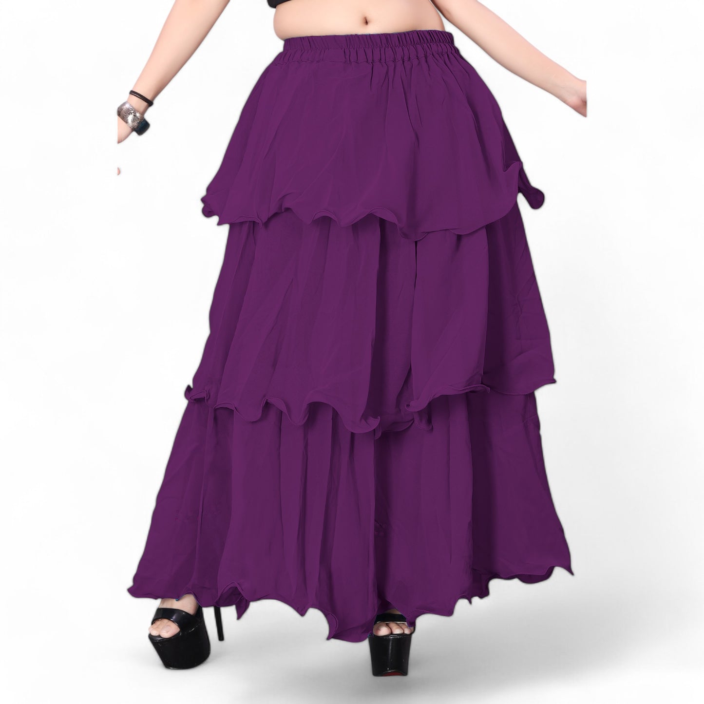 Chiffon 3 Layer Belly Dance Skirt C3- Regular Size 2