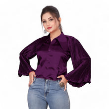 Satin Button Down Shirt Long Sleeve SP3-Regular Size 3