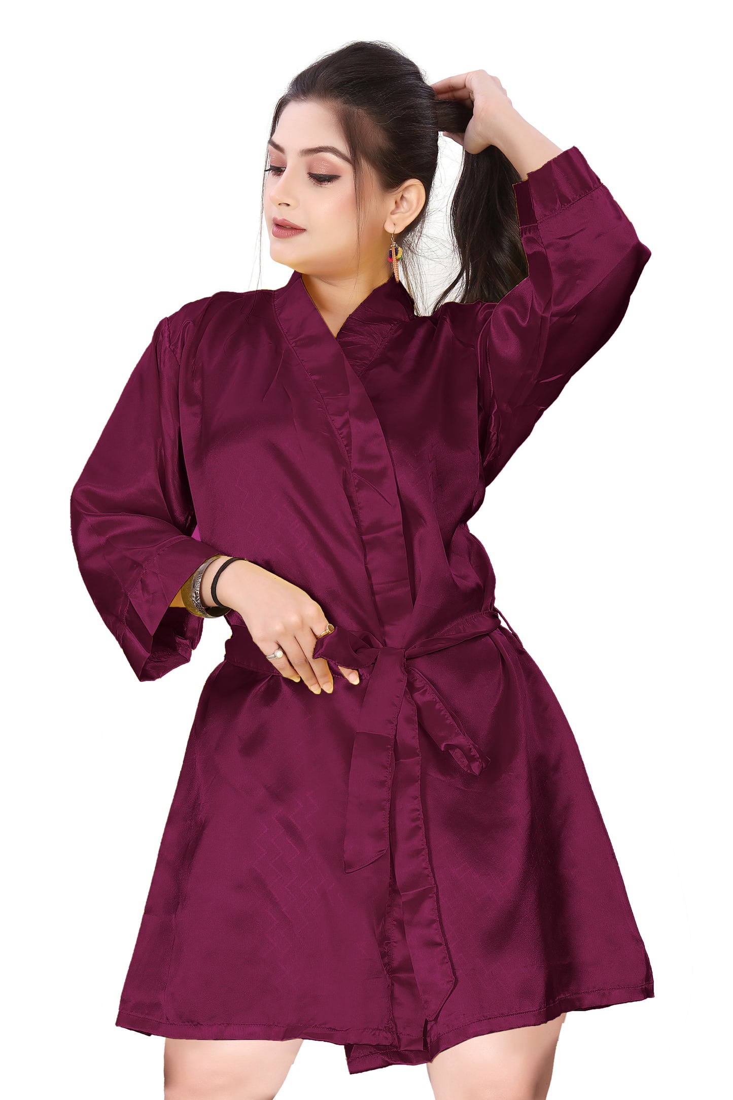 Satin Night Wear Bathrobe For Women S104-Regular Size 1